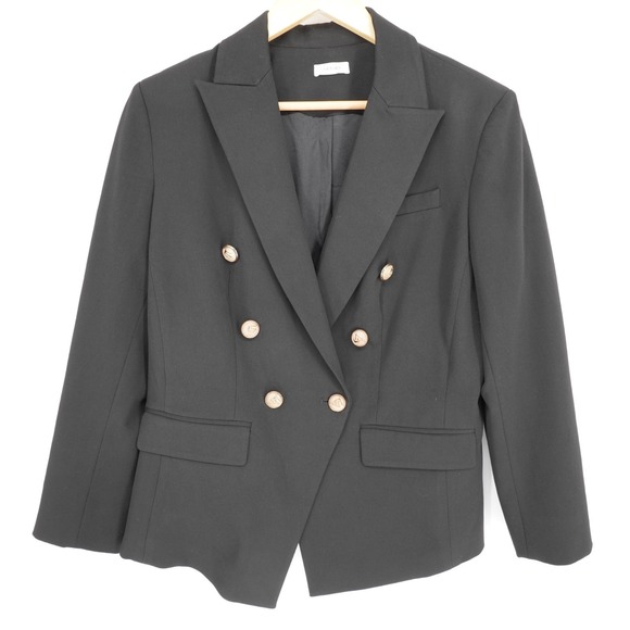 Lilysilk Double Breasted Blazer Womens L Black Jacket Classic Old Money Office - Picture 15 of 16